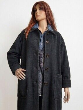 Black Wool Maxi Cocoon Coat Shacket Fits Size XS-S-M-L